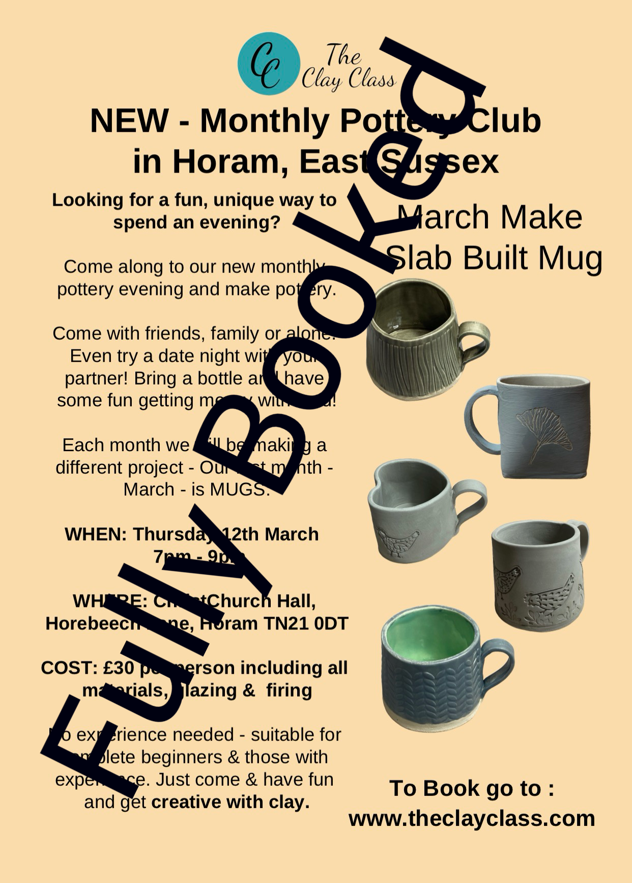 Monthly Pottery Club - March - Mug Making - NOW FULLY BOOKED