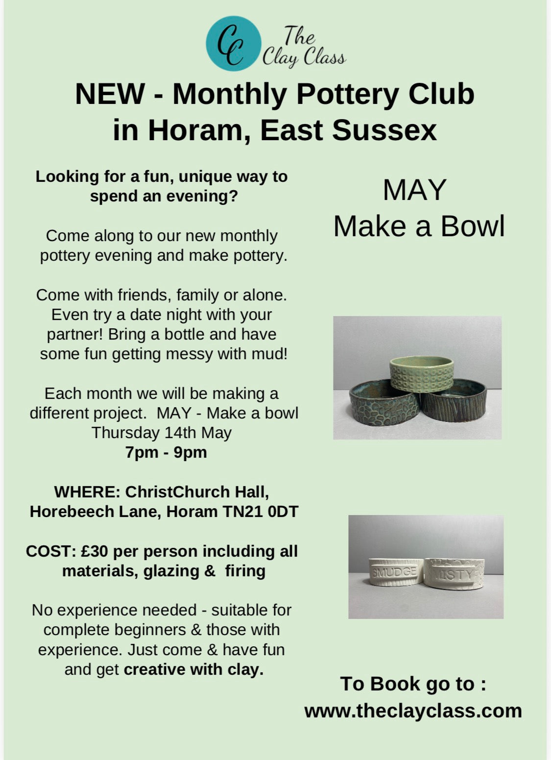 Monthly Pottery Club - May- Bowl Making & Decorating