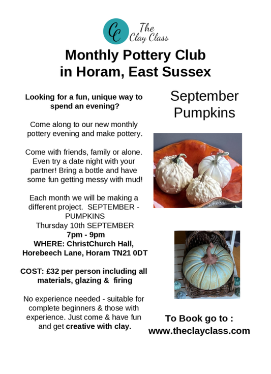 Monthly Pottery Club - September- Pumpkins